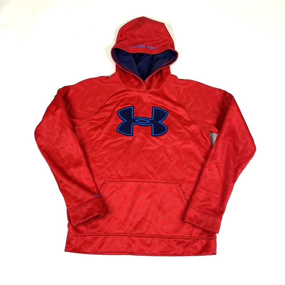 Under Armour Youth XL Boys Girls Unisex Hoodie Sweat Shirt Red Loose Fit